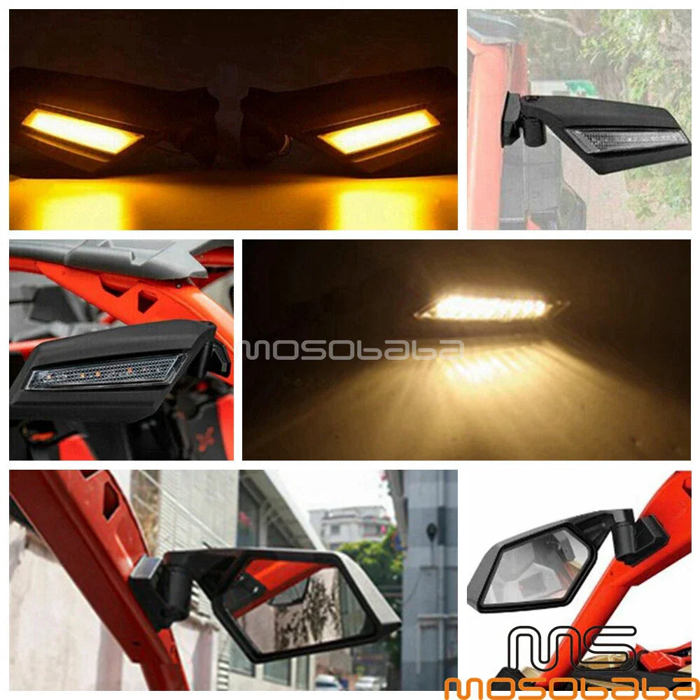 UTV Racing Side Mirror W/LED Turn Signal for Can-Am Maverick X3 (2017-2022)