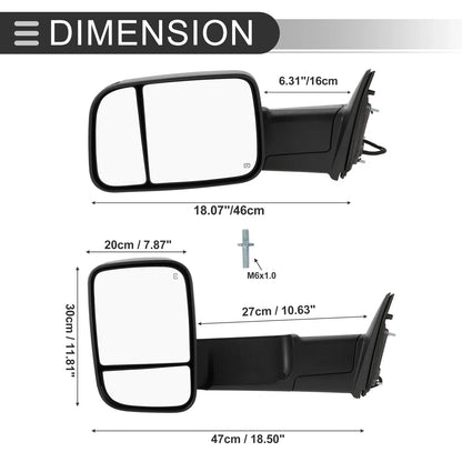 Tow Mirrors for Dodge Ram 1500 with Turn Signal Light Black 2 x (2009-2012)