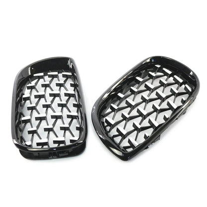Front Grille Diamond Meteor Style Trim Black for BMW E46 2002-2005