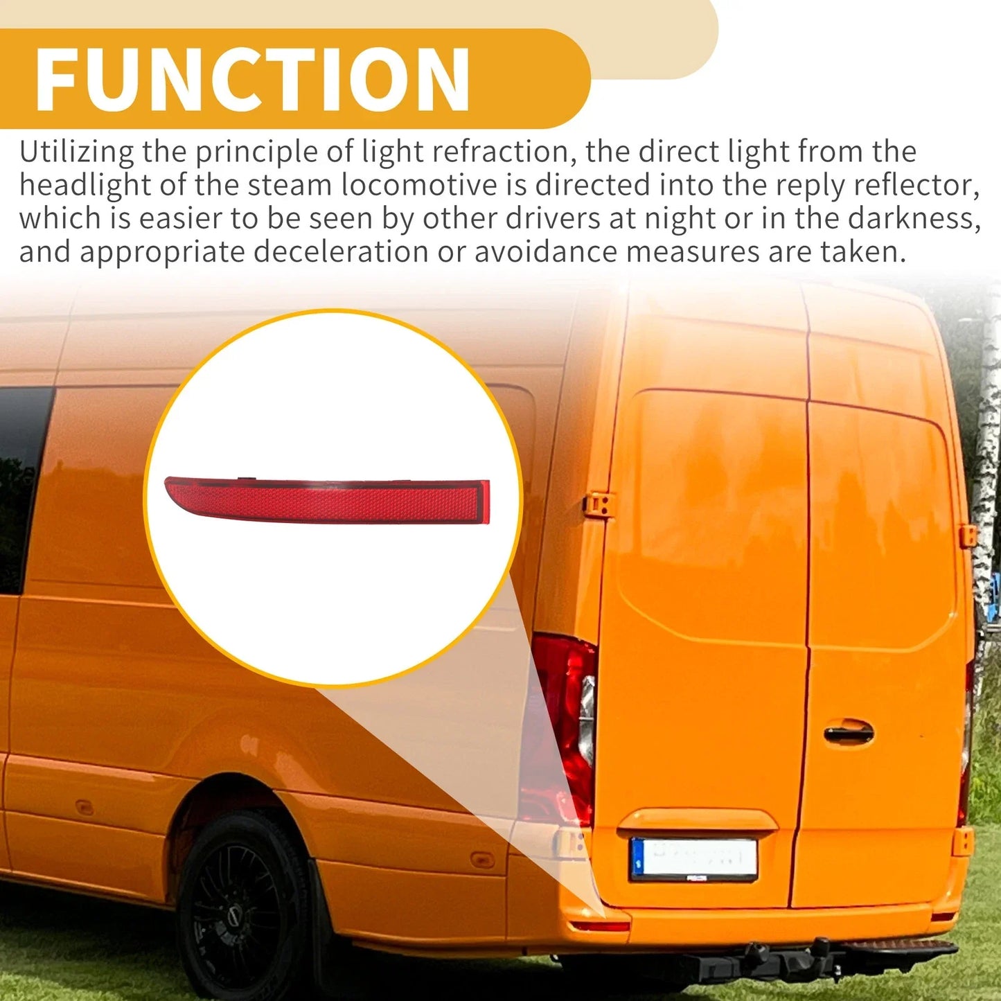 Rear Left Bumper Reflector for Mercedes Sprinter 1500 (2019-2022) Red