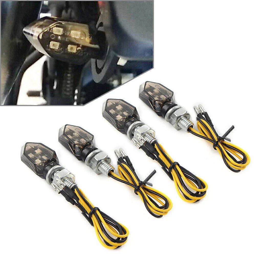 4 x Mini 12V LED Turn Signal Lights for Motorcycle - Amber
