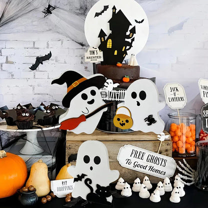 3 Pcs Cute Ghost Halloween Decorations for Home Shelf Display