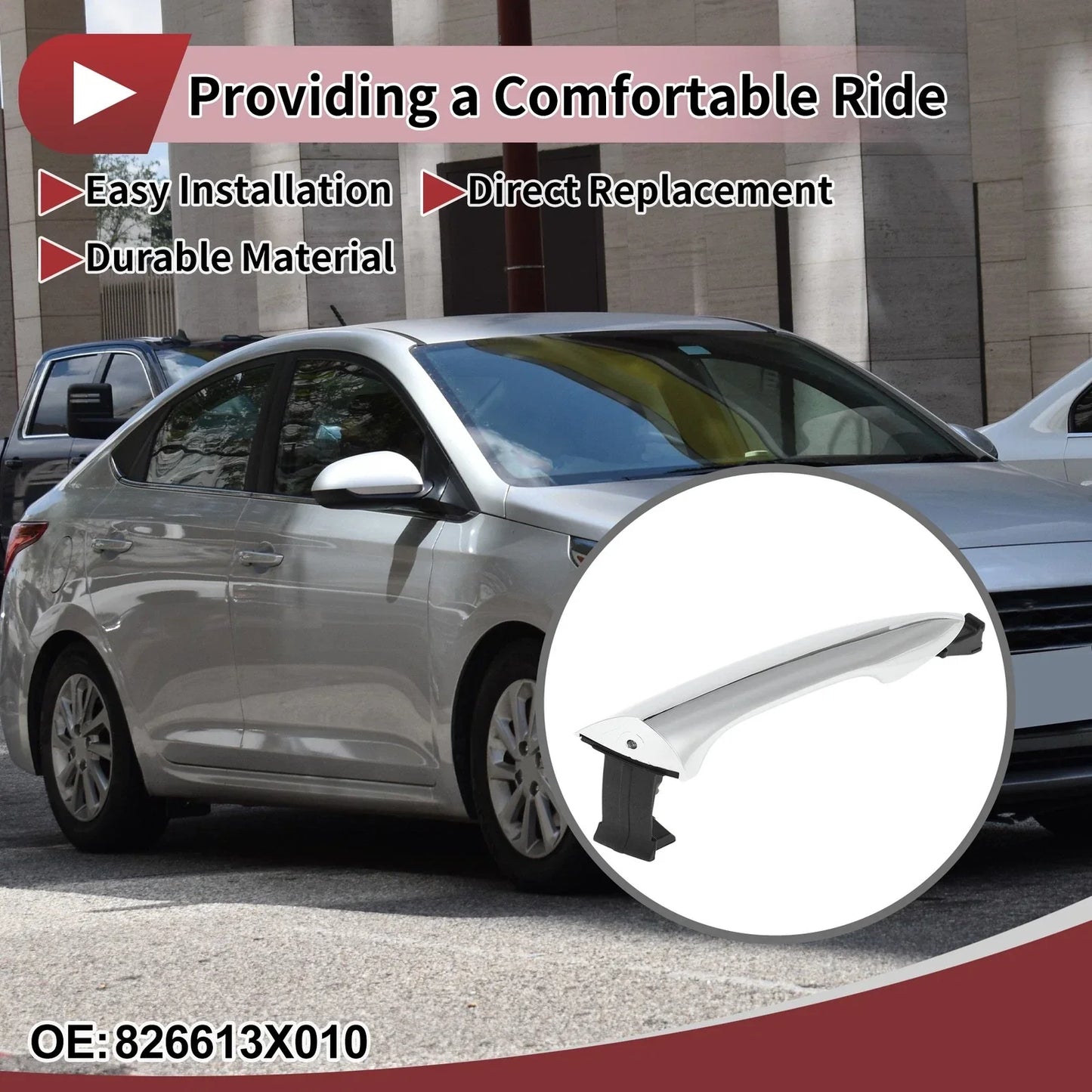 Car Door Handle Grip for Hyundai Elantra Front Right (2011-2016) Silver Tone