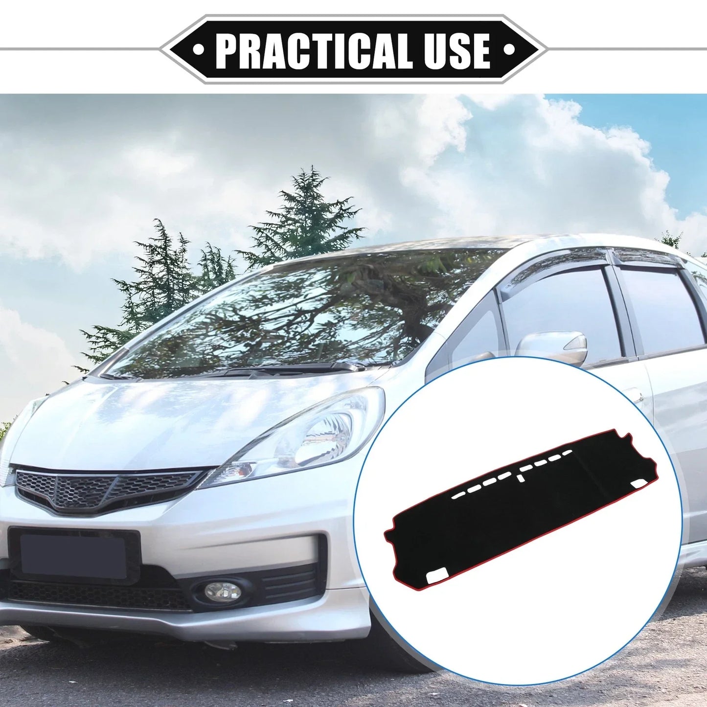Dashboard Cover Mat for Honda Fit 4th Gen GR1 (2015-2020) - Black Red