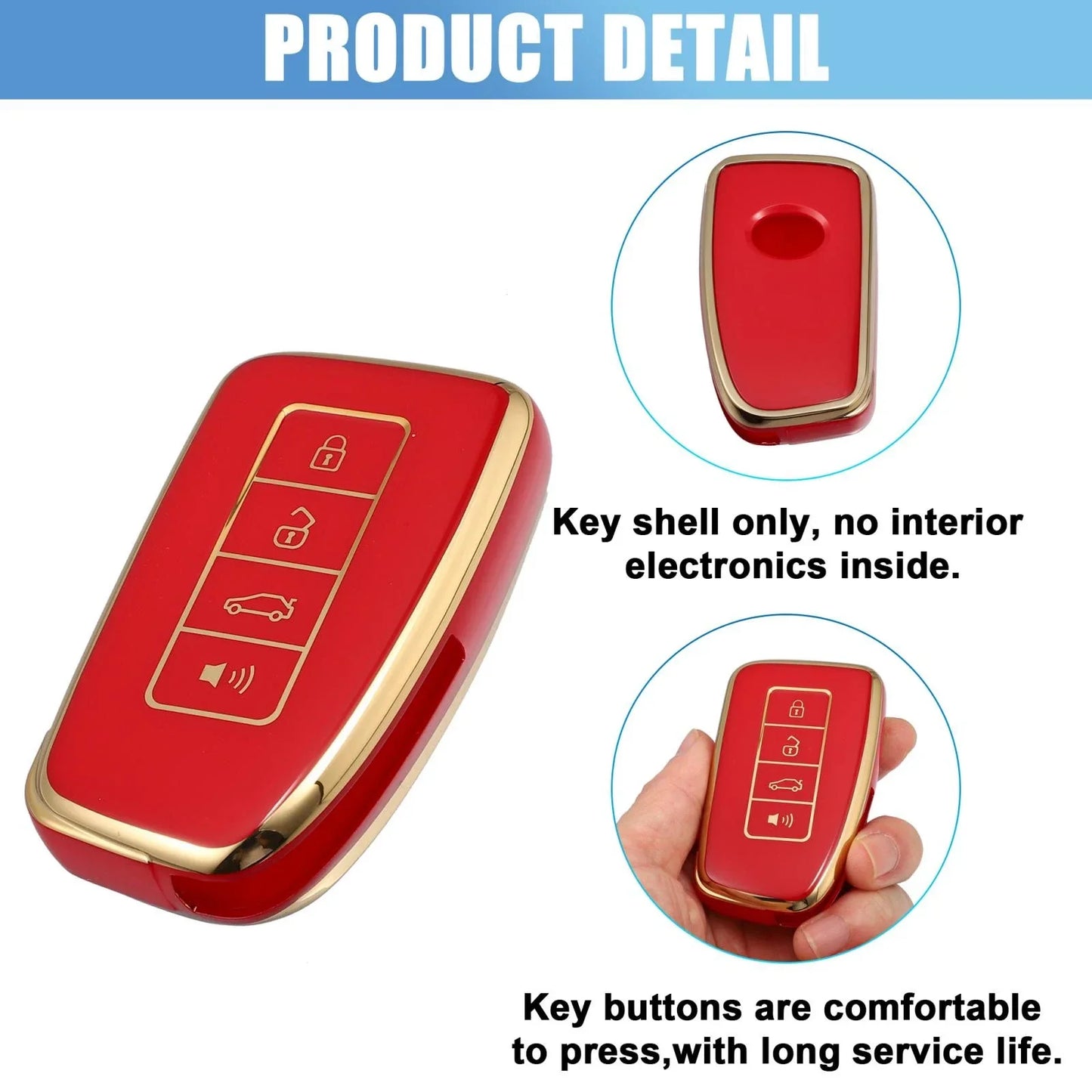 Silicone Key Fob Case Cover for Lexus RX450h 2016-2020 - Red