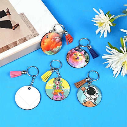 120PCS Sublimation Blanks Keychains Ornament Set with Tassels