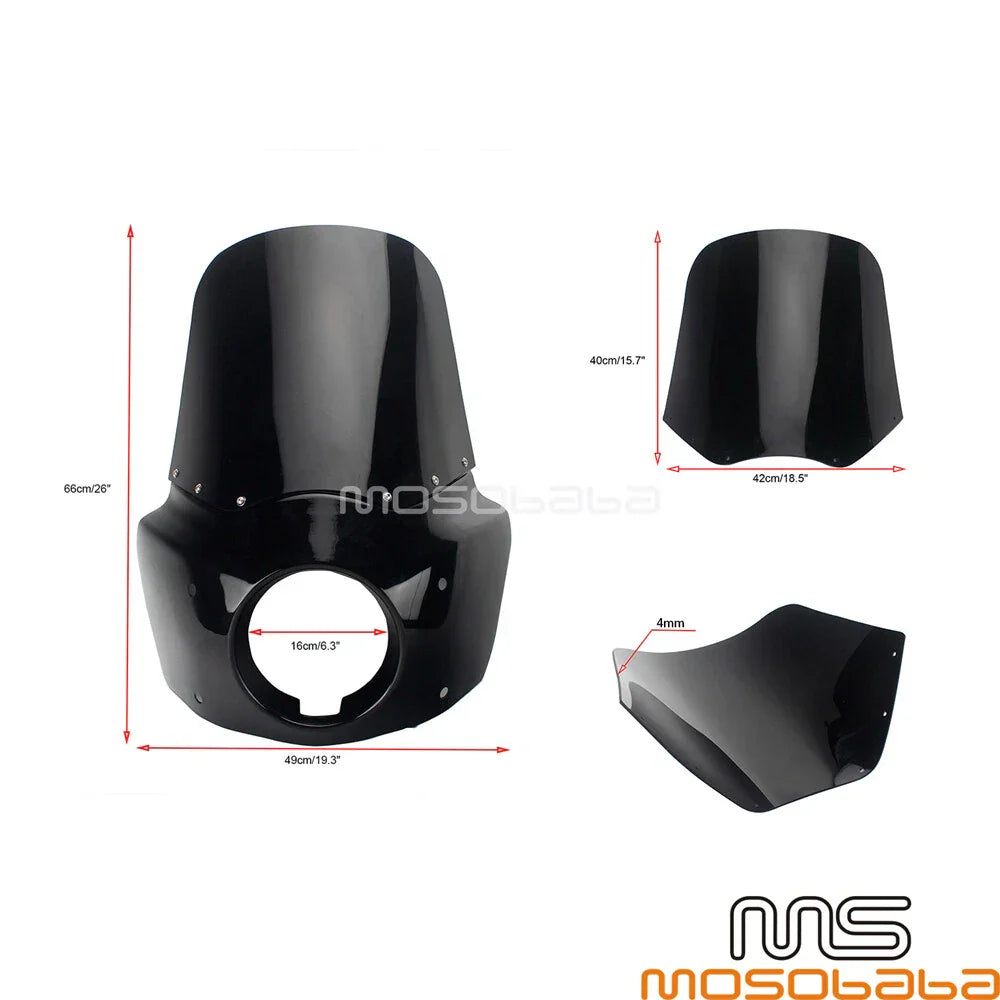 Black Headlight Fairing for Harley Low Rider FXLR, Softail Standard FXST (18-22)