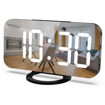 LED Digital Alarm Clock Mirror Display with Snooze for Bedroom Wall