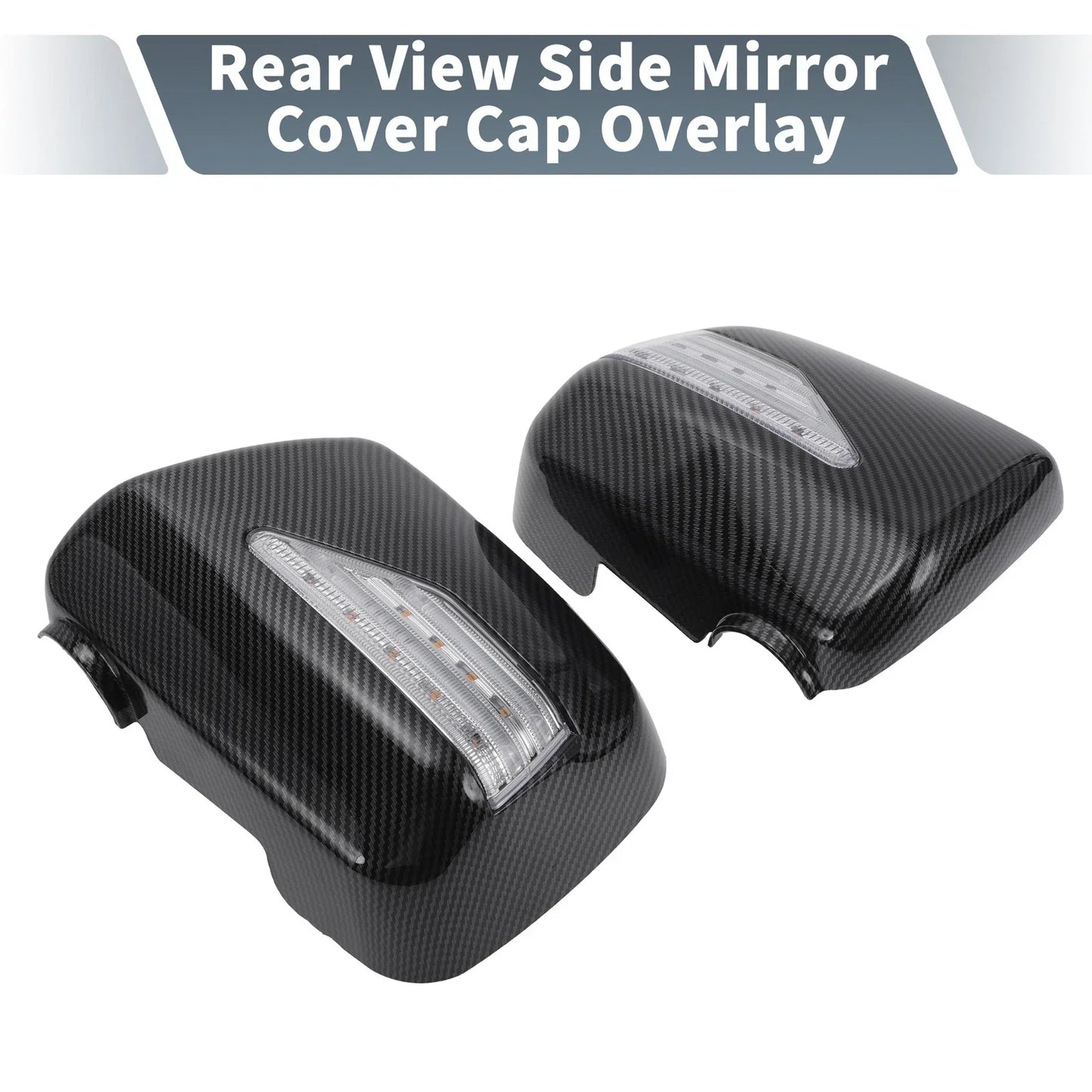 Rearview Mirror Cover Overlay with LED Black Carbon Fiber for Lexus RX300 (1999-2003)