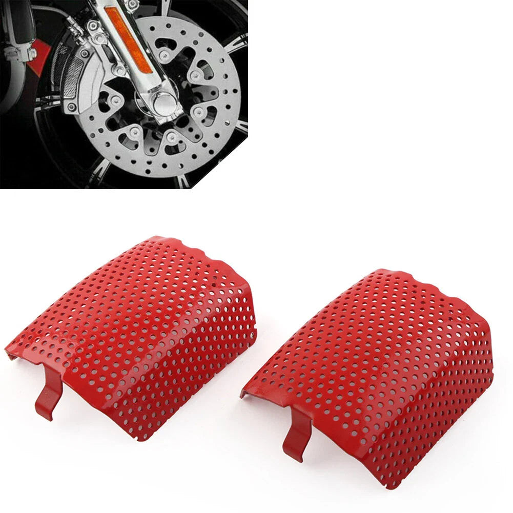 Red Steel Front Caliper Screen Inserts for Harley V-Rod, Touring (2006-2019)