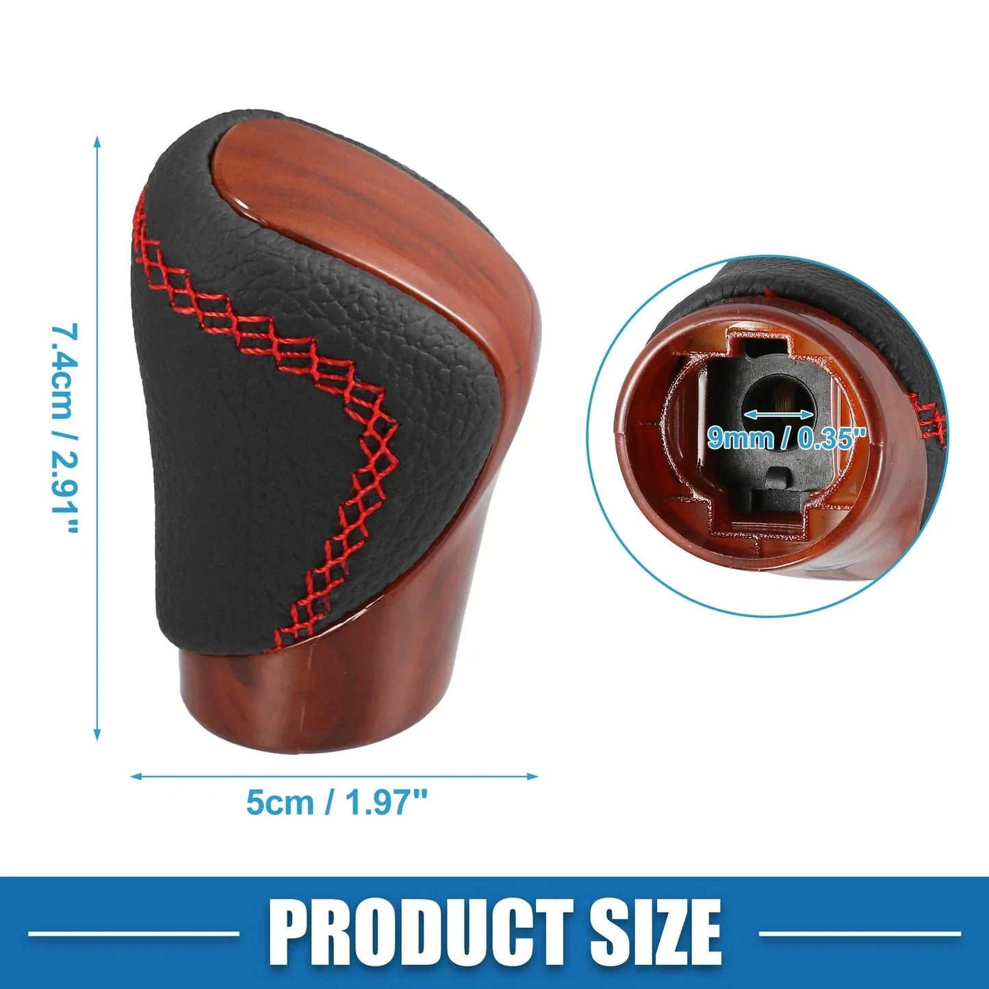 Wood Grain Gear Shift Knob Cover for Lexus - Red Thread Perforated (2010-2023)