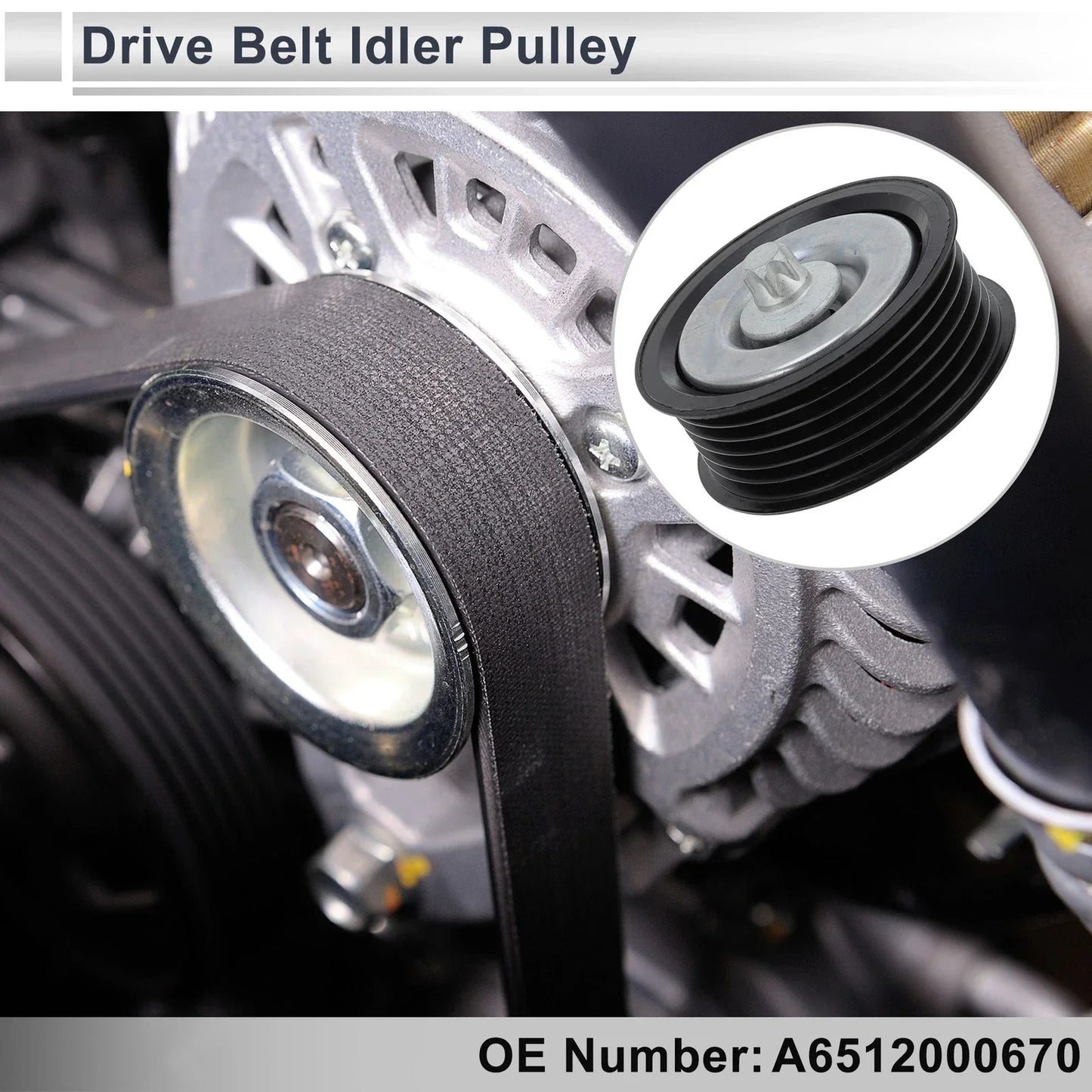 Drive Belt Idler Pulley for Mercedes-Benz Sprinter (2014-2022) Black