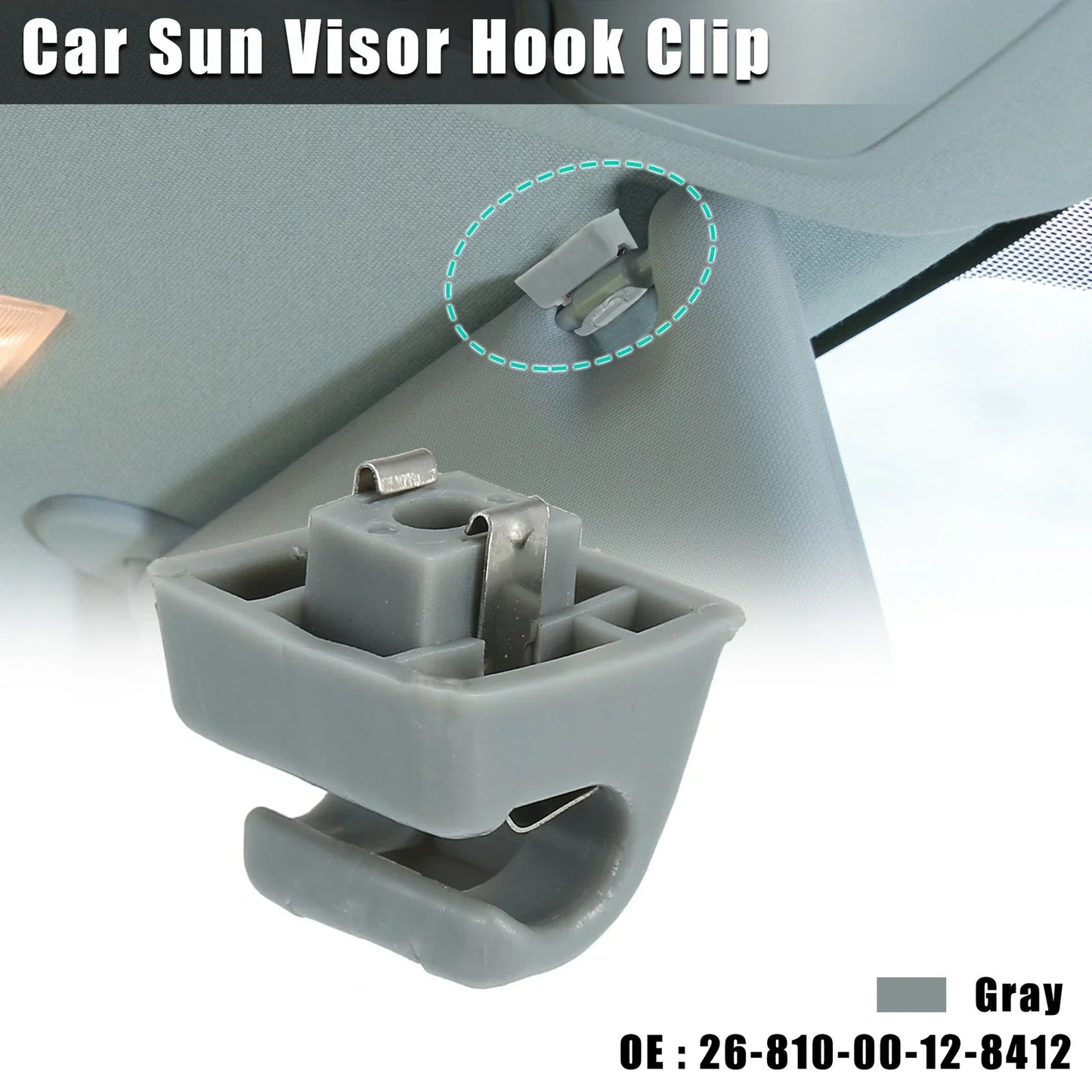 Gray Car Sun Visor Hook Clip for Mercedes Benz W123 W124 (1976-1995)