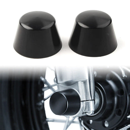 Black Front Axle Cap Nut Covers for Harley Sportster Dyna Road Glide (2004-2023)