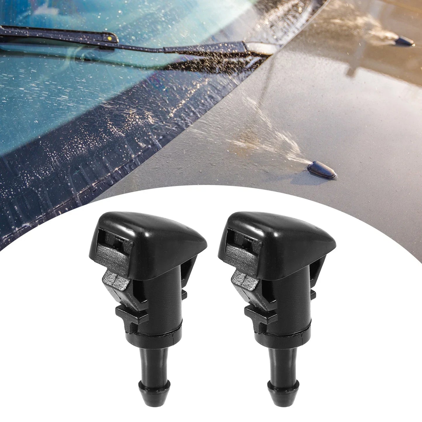 2 x Front Windshield Wiper Washer Nozzles for Hyundai Santa Fe (2013-2018)