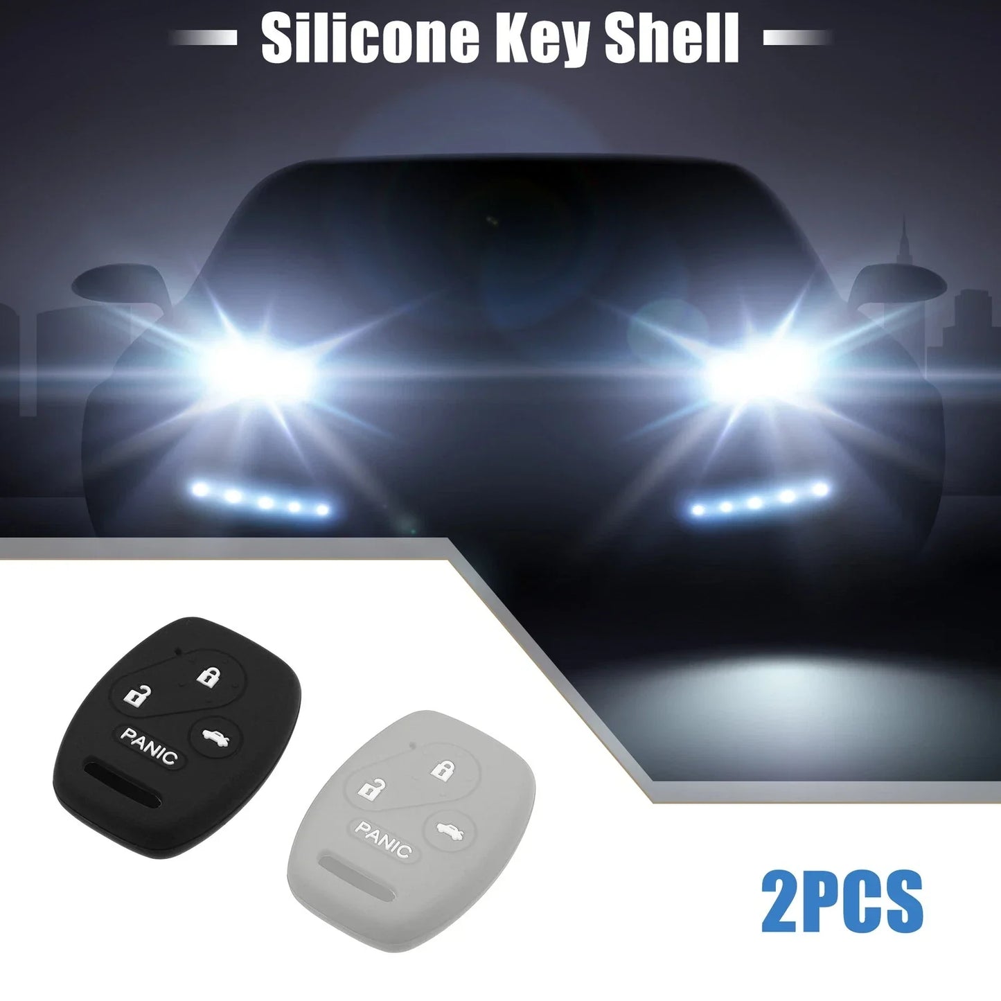 Smart Key Fob Cover for Honda Accord Civic CR-V Pilot Black Gray (2 x)