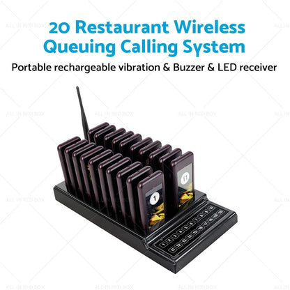 Wireless Guest Call Pager System for Restaurant - 20 Coasters - AU
