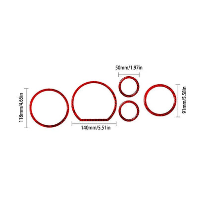 5x Red Carbon Fiber Speedometer Cover Trim for Toyota Tundra (2007-2013)