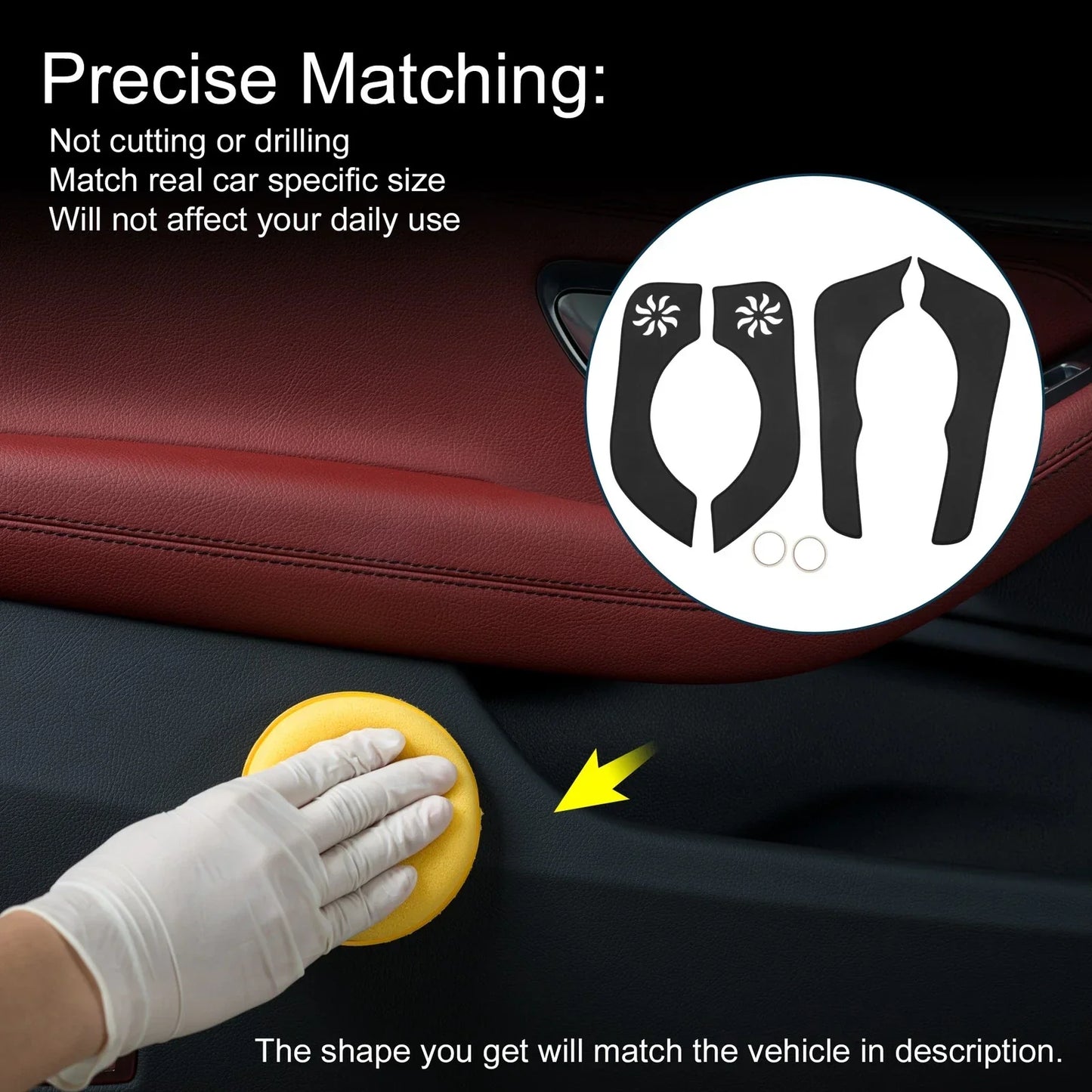 Car Door Anti Kick Pad Sticker Protector for Honda CRV (2012-2016) Black 1 Set