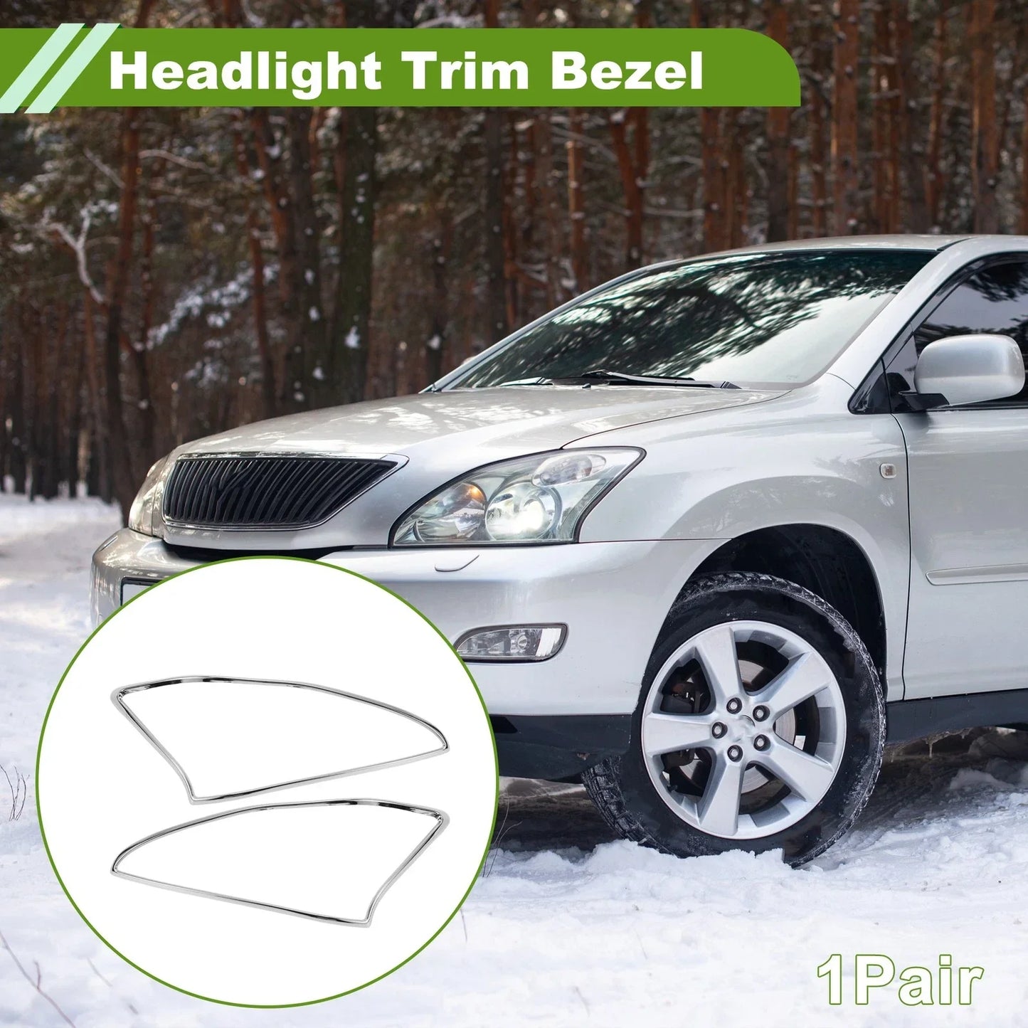 Front Left Right Headlight Trim Bezel for Lexus RX330 (2004-2009) Silver Tone