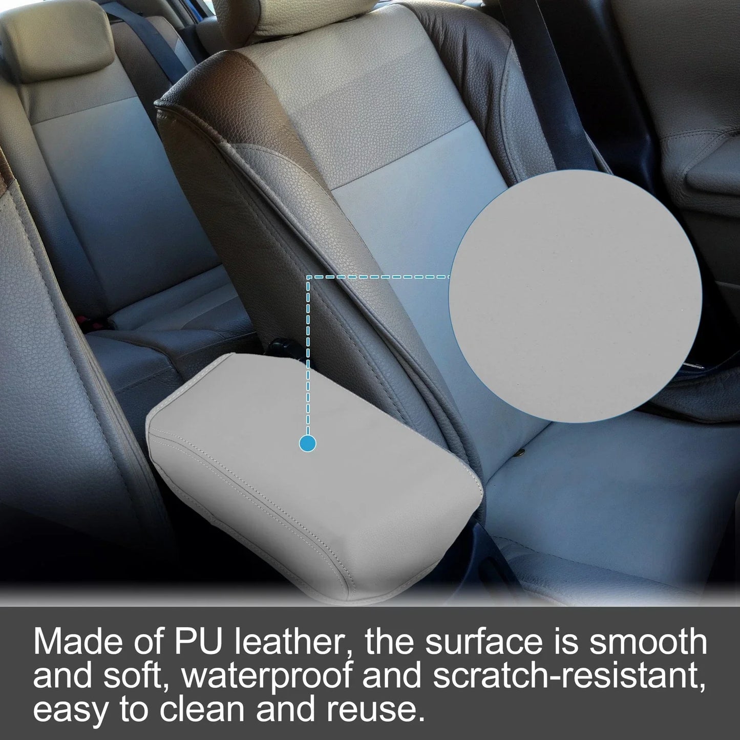 Car Center Console Armrest Cover for Honda Civic 2012-2015 Faux Leather Gray