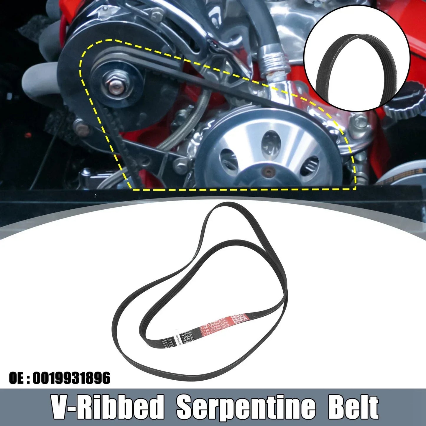 Rubber V-Ribbed Serpentine Belt 6PK2401 for Mercedes-Benz C230 (2006-2007)