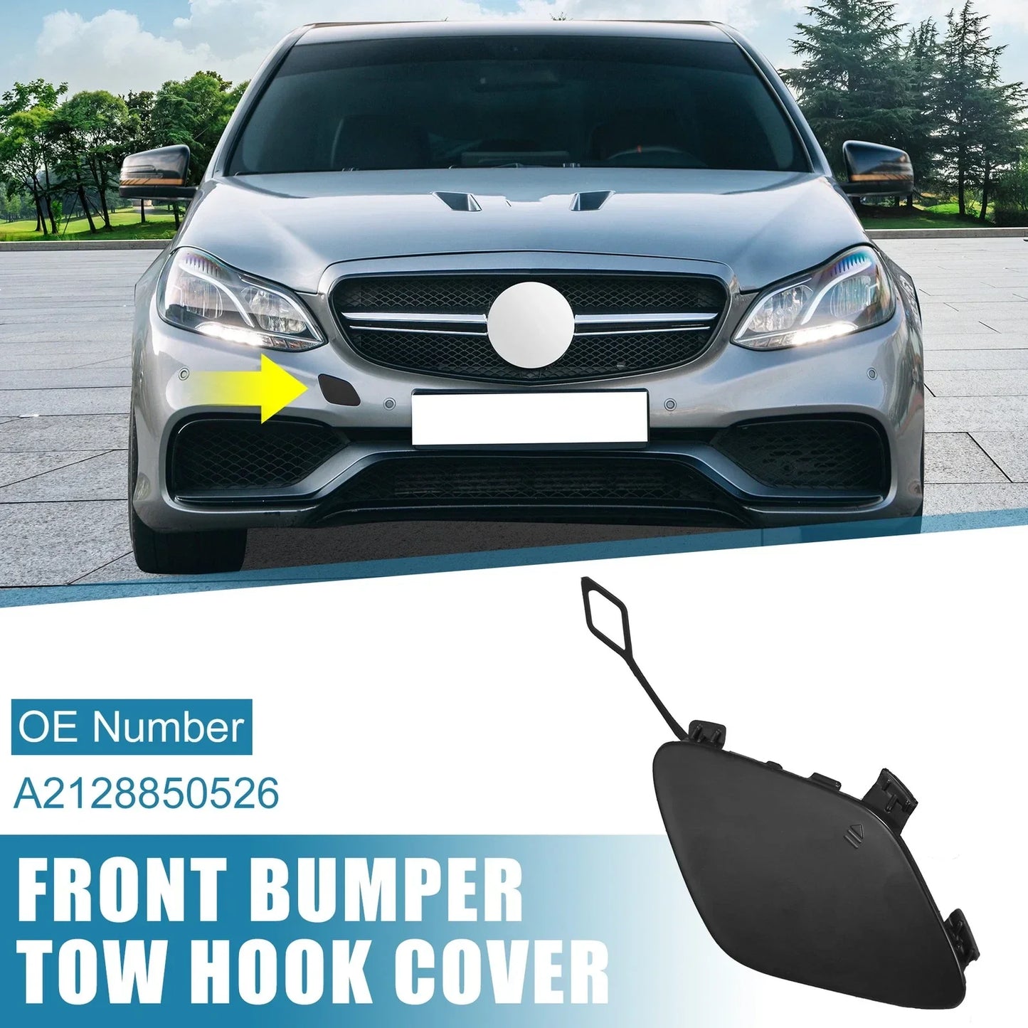 Front Right Bumper Tow Hook Cover for Mercedes-Benz E250 2014-2015 Black