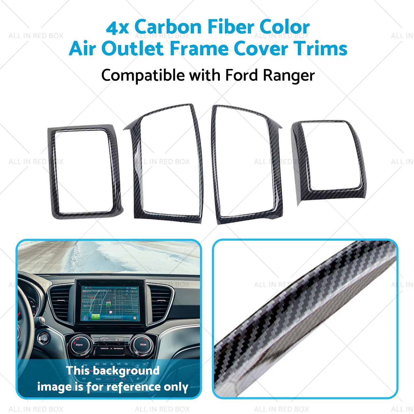 4 x Air Outlet Frame Cover Trim Carbon Fiber for Ford Ranger (2015-2022)