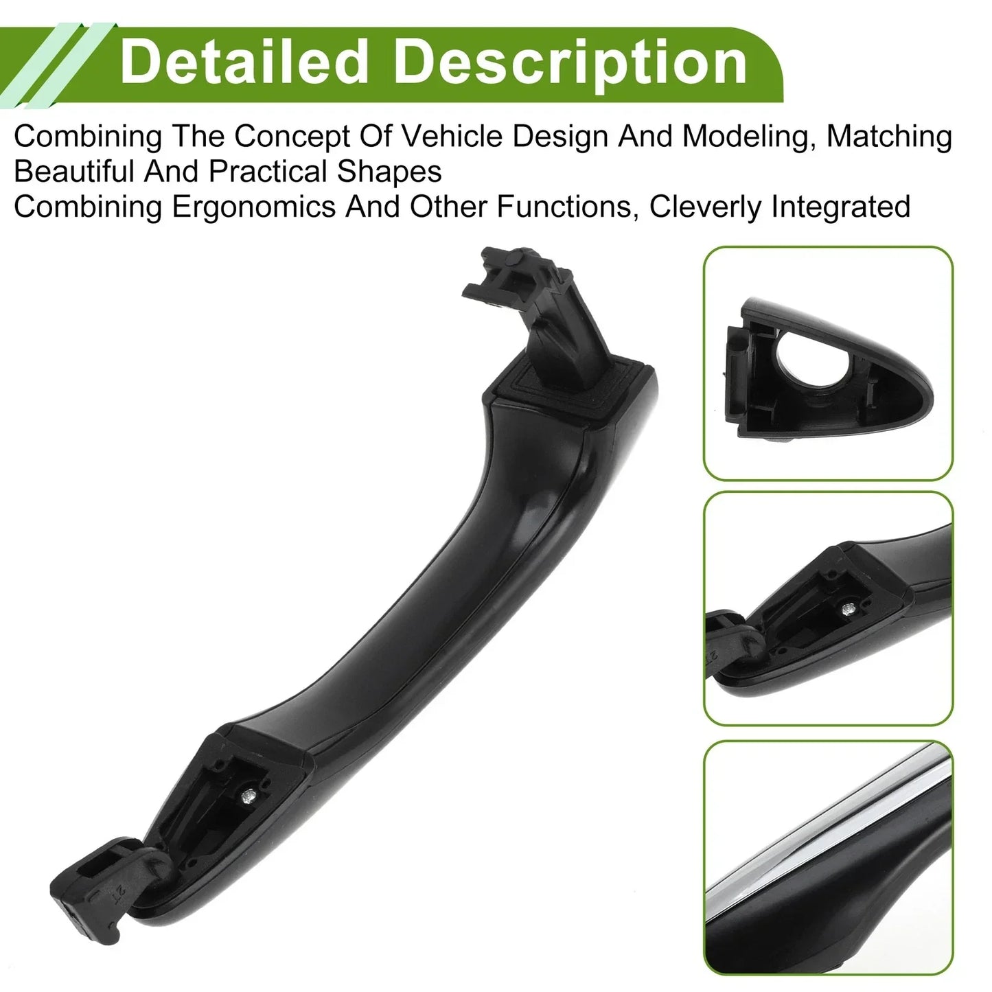 Exterior Door Handle for Hyundai (2015-2020) - Black Silver Tone Front Left