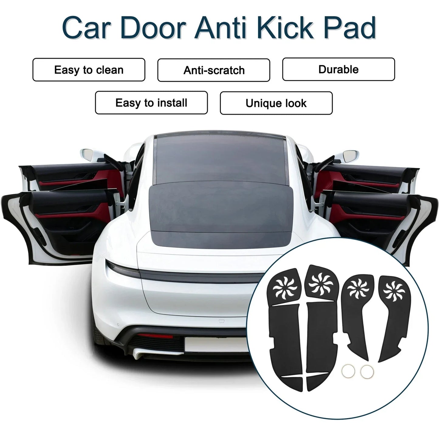 Car Door Anti Kick Pad Sticker Protector for Lexus RX200 (2016) - Black Set