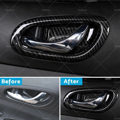 Carbon Black Interior Door Bowl Cover Trim for Nissan Navara NP300 (2015-2021)