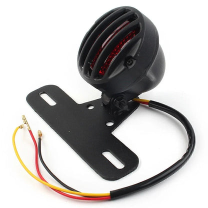 Grill Side Mount Tail Light License Plate Bracket for Cafe Racer Bobber Black
