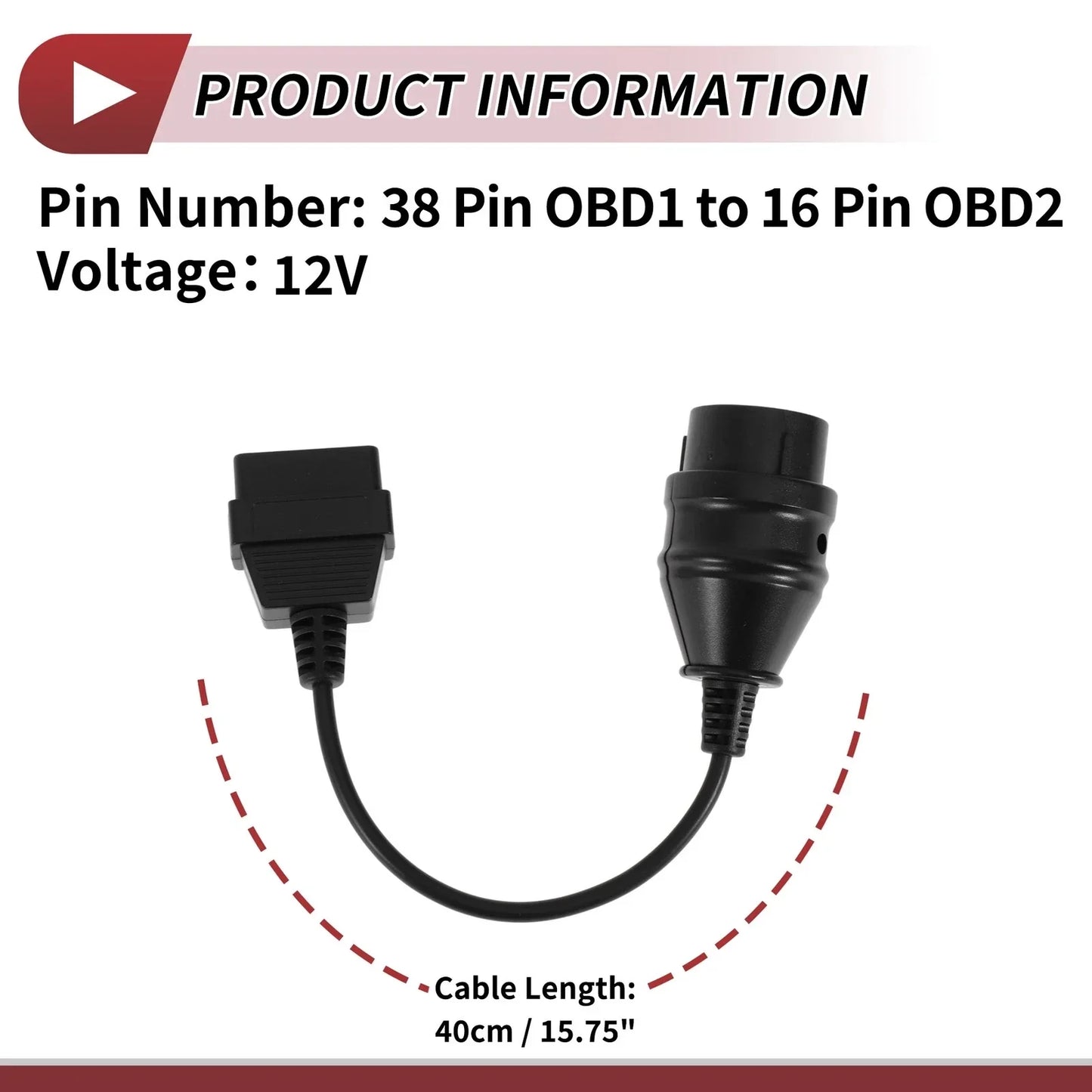 38 Pin OBD1 to 16 Pin OBD2 Car Diagnostic Connector Adapter Cable