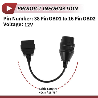 38 Pin OBD1 to 16 Pin OBD2 Car Diagnostic Connector Adapter Cable