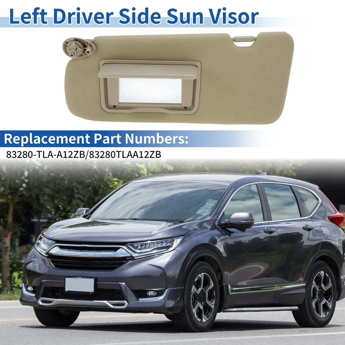 Left Side Sun Visor for Honda CR-V (2017-2019) Beige 1 x Piece