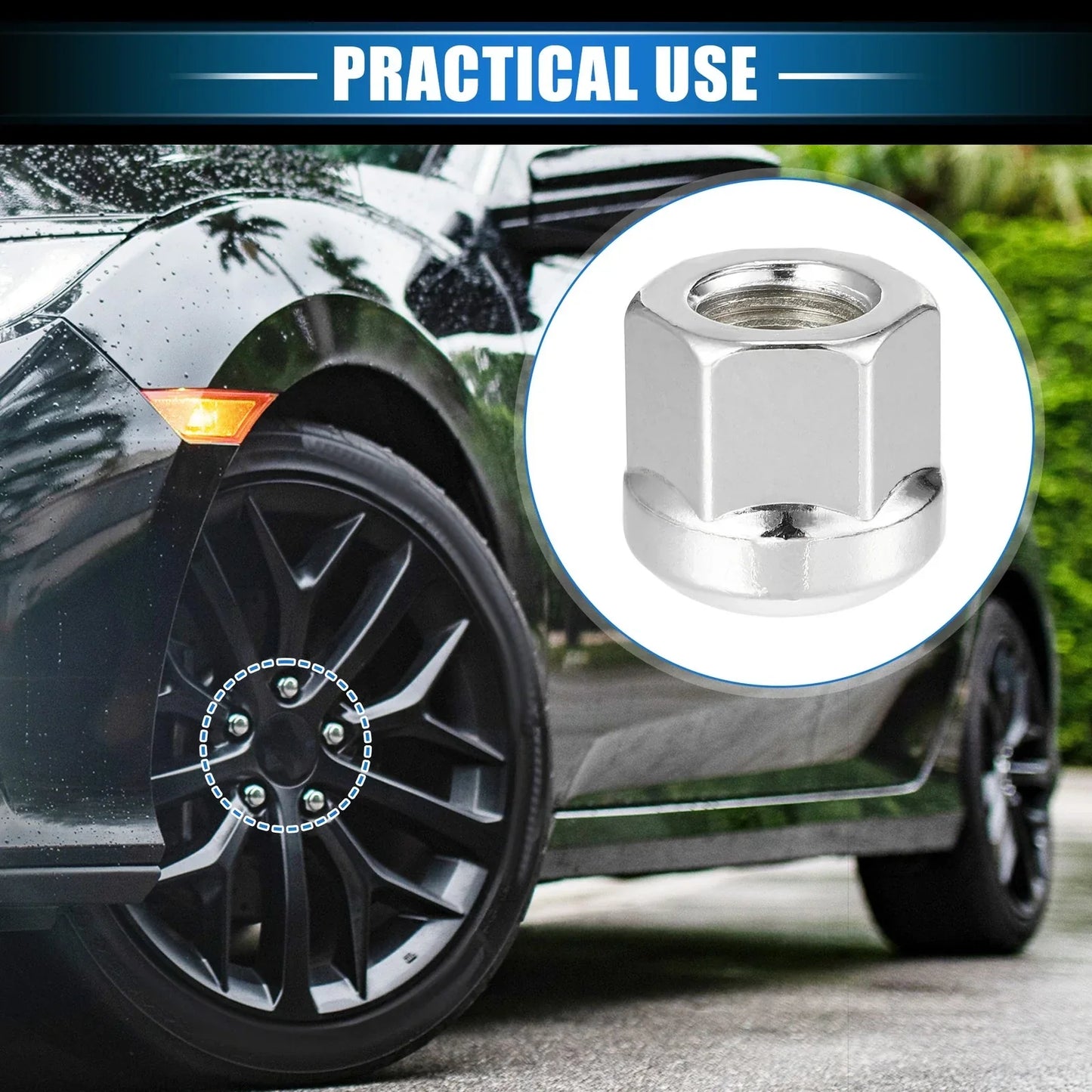 16 Pcs M12x1.5 Wheel Lug Nuts for Honda Accord, Insight, Civic, CRX (2000-2005)