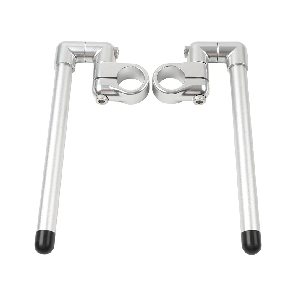 37MM Clip-On Handlebar for Universal Cafe Racer 7/8" Fork Tube Silver