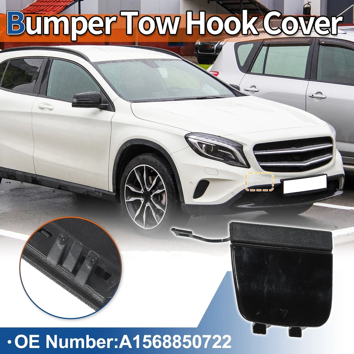Front Bumper Tow Hook Cover for Mercedes-Benz GLA X156 (2014-2020) Black