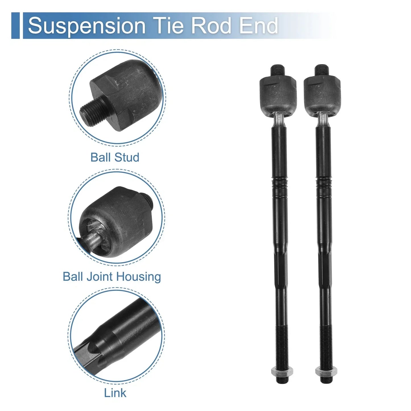 2 x Front Inner Tie Rod End Links for Chevrolet Equinox (2010-2017)