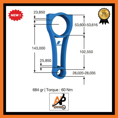 Connecting Rods for MINI BMW 2.0D B47 N47 (2007–2020) 28mm Pin Set