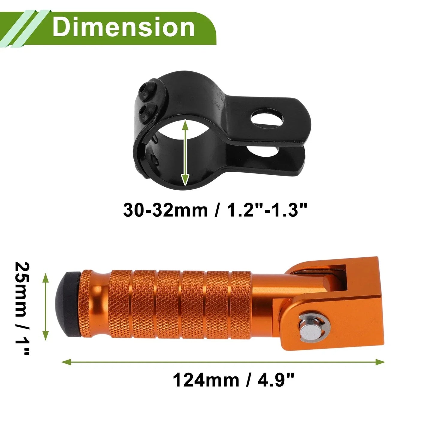 Motorcycle Foot Pegs for Honda, Suzuki, Yamaha - Rear Brake Pedal - Orange