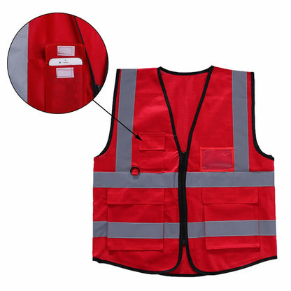 Reflective Safety Vest with Zip and ID Pocket for Workwear