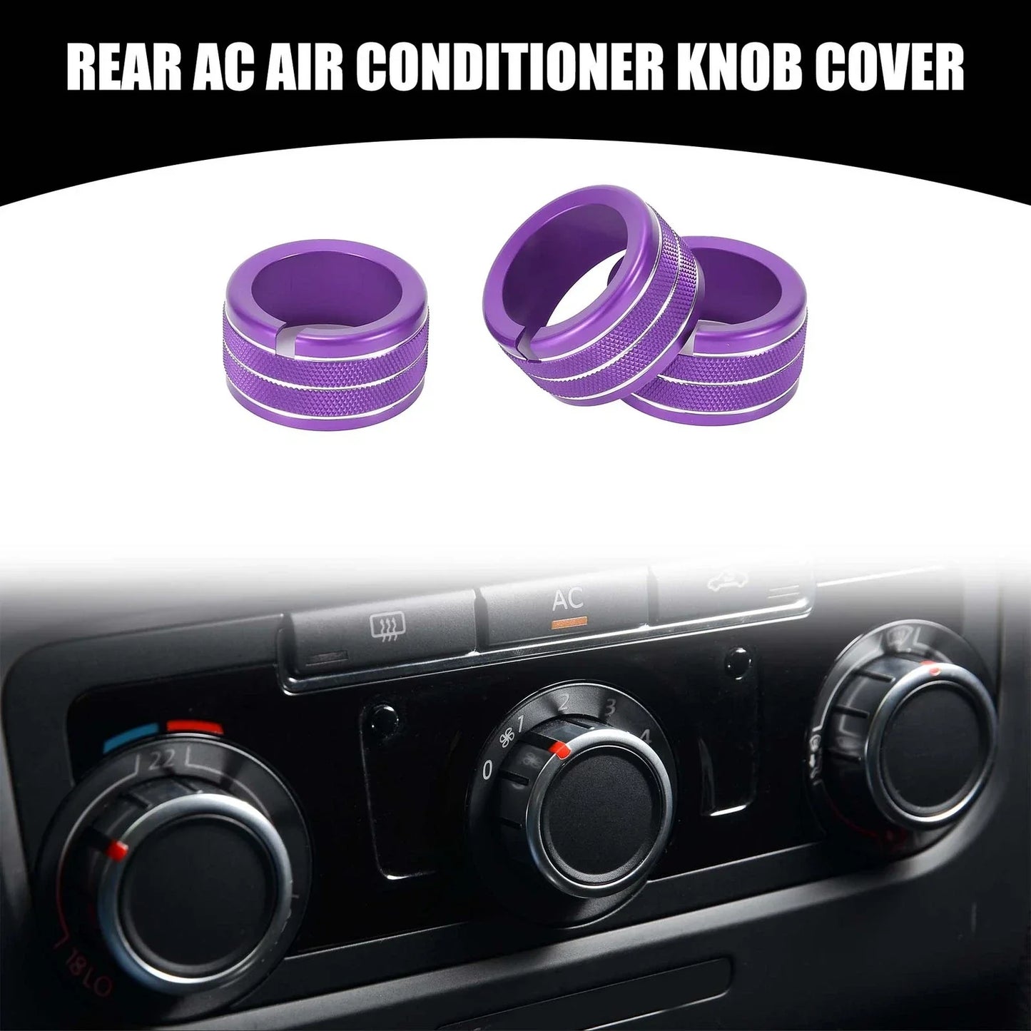 Rear AC Heat Temp Climate Switch Knob Cover for Dodge Durango (2011-2020) - 3 x Pcs