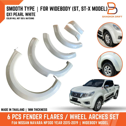 Wheel Arch Flares QX1 Pearl White for Nissan Navara D23 Ute ST ST-X (15-19)