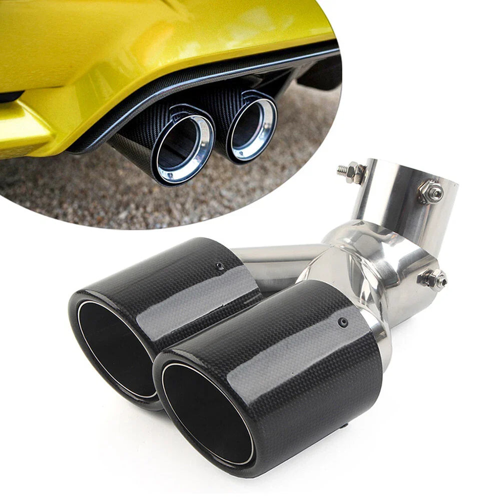 89mm Y Shape Double Exit Exhaust Muffler Tip for Universal Car