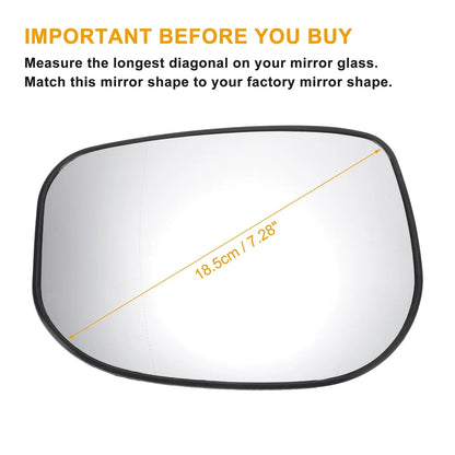 Left Side Heated White Mirror Glass for Honda Jazz (2002-2008)