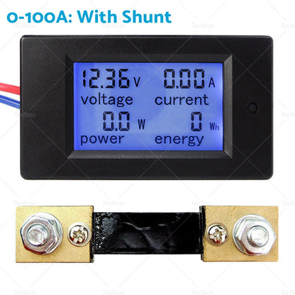 LCD Digital Volt Amp Power Meter for DC 6.5-100V (20A, 50A, 100A)