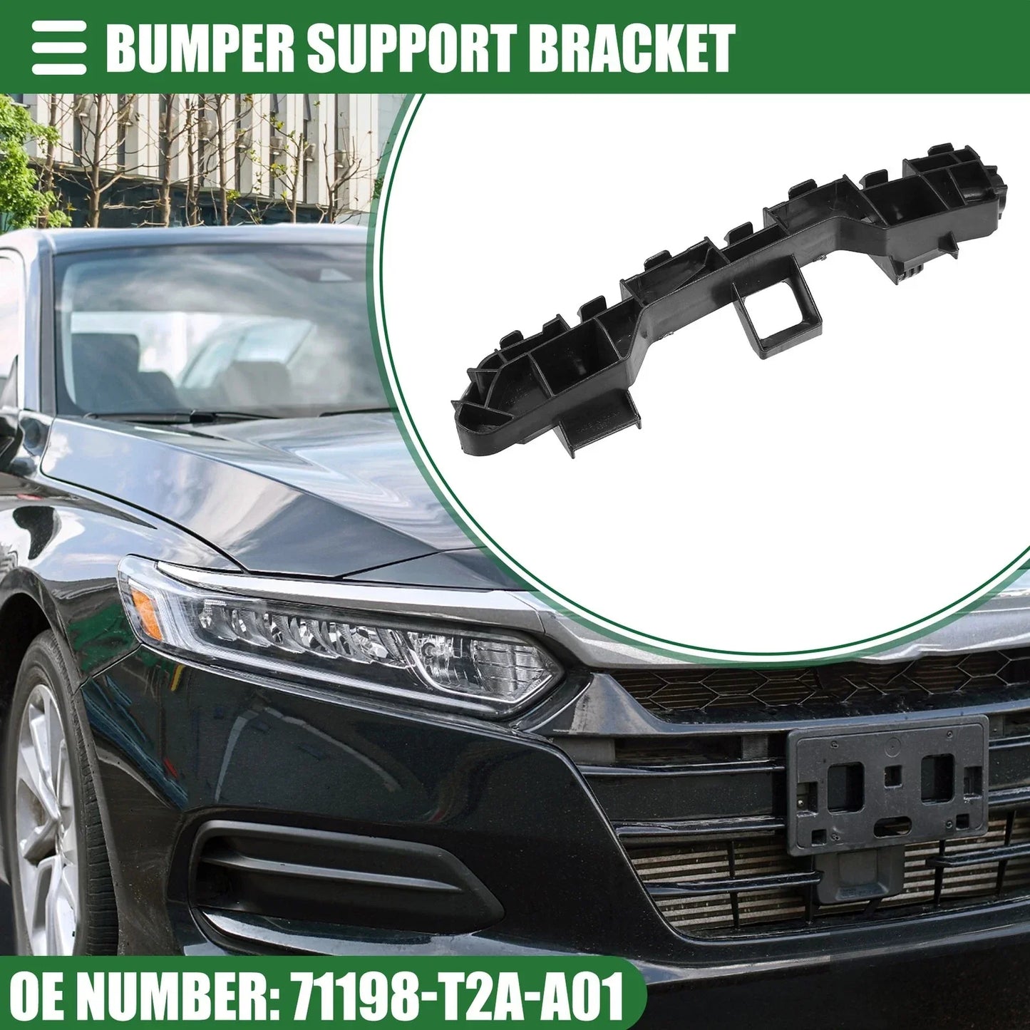 Front Bumper Support Bracket for Honda Accord (2015-2019) Black