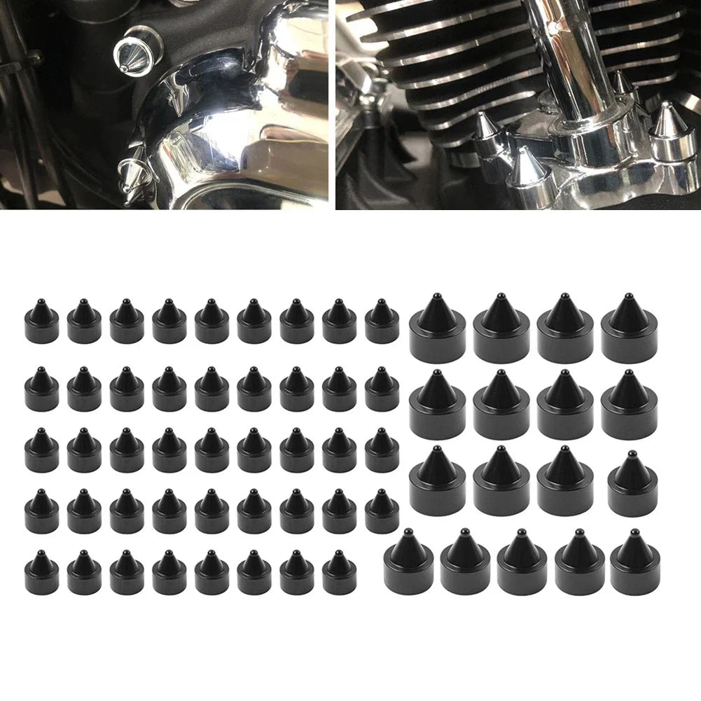 61X Engine Topper Bolt Caps Cover Black for Harley Twin Cam FLH (1999-2006)
