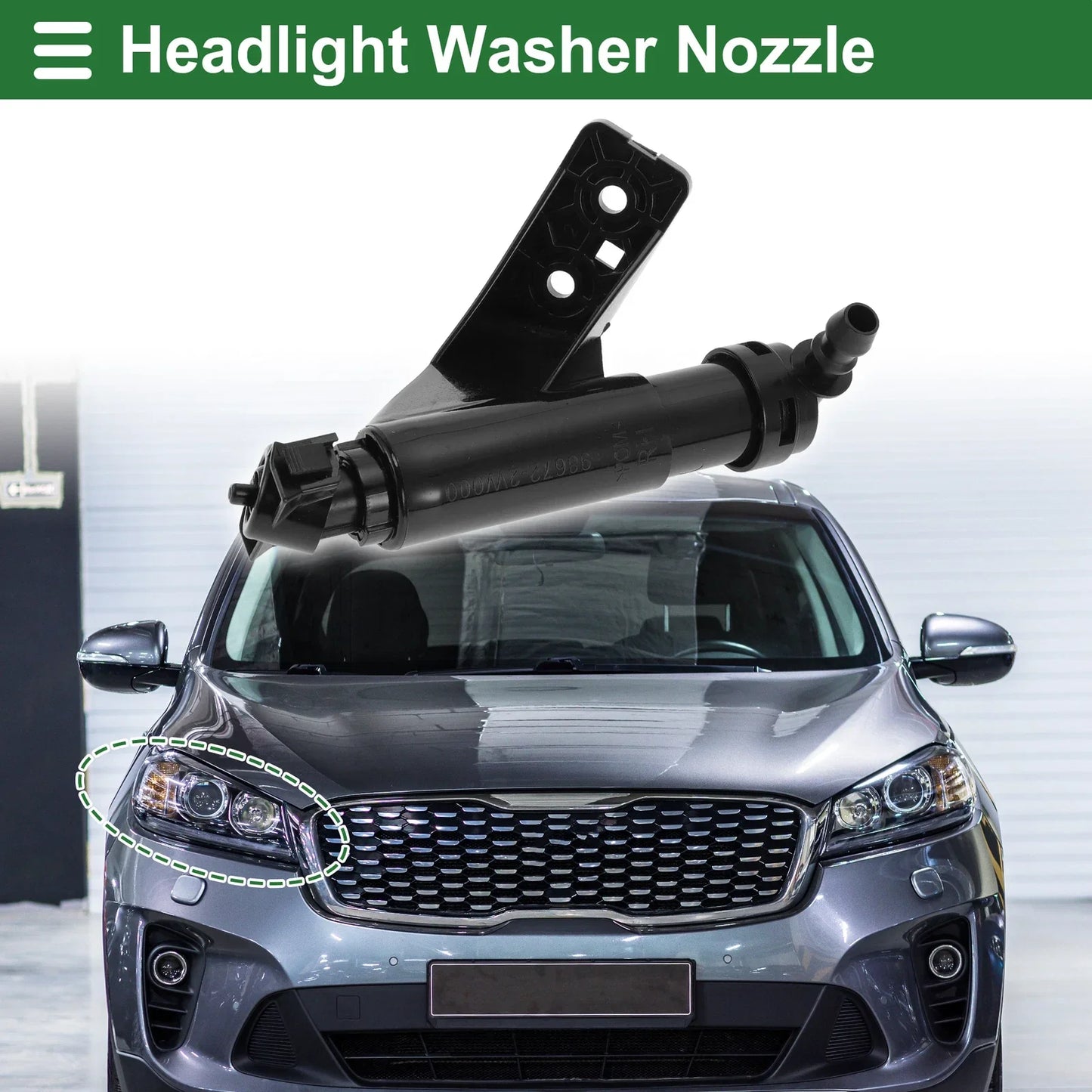 Front Passenger Side Headlight Washer Nozzle for Hyundai Santa Fe (2013-2018)